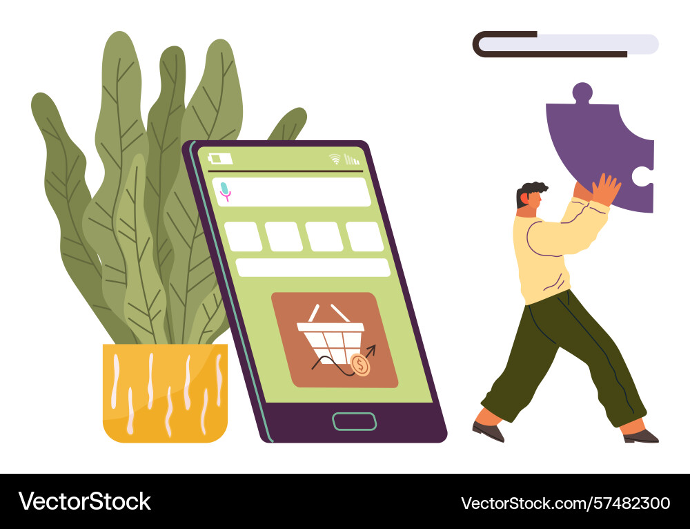 E-commerce optimization with puzzle concept Vector Image