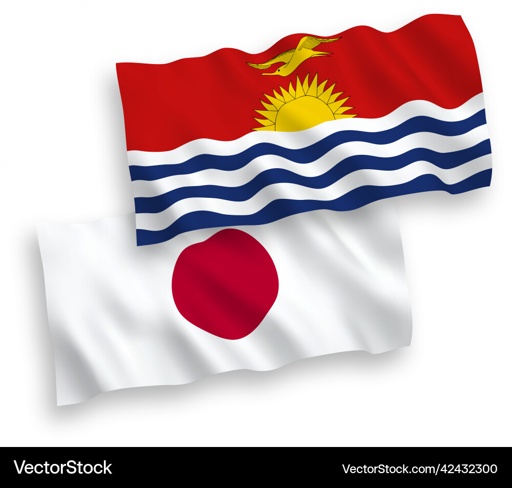 Flaggen von japan und republic kiribati auf einem weißen Flaggen von japan und republic kiribati auf einem weißen vektorbild