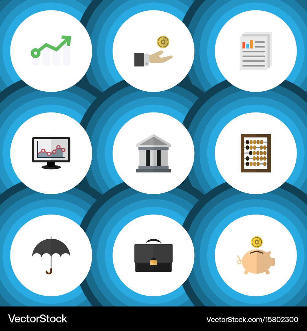 Flat icon incoming set of chart counter hand vector image