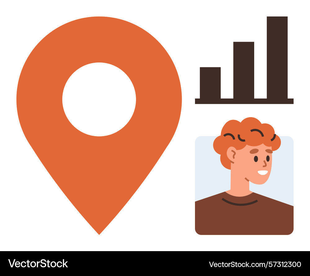 Geolocation point with user profile and bar chart Geolocation point with user profile and bar chart vector image