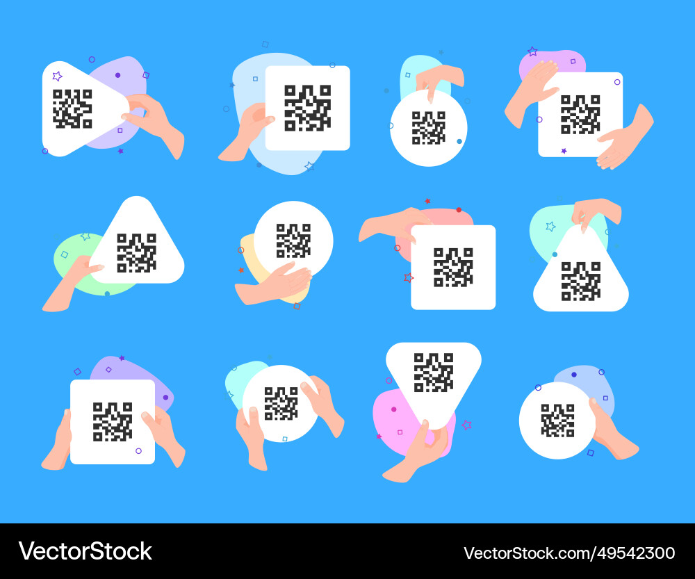 Human hand with qr code image sample Human hand with qr code image sample vector image