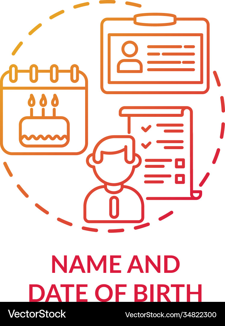 Name and date birth concept icon Royalty Free Vector Image