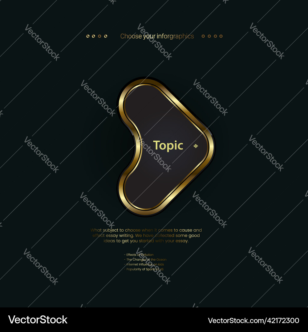 One arrow golden button objects elements on dark Vector Image