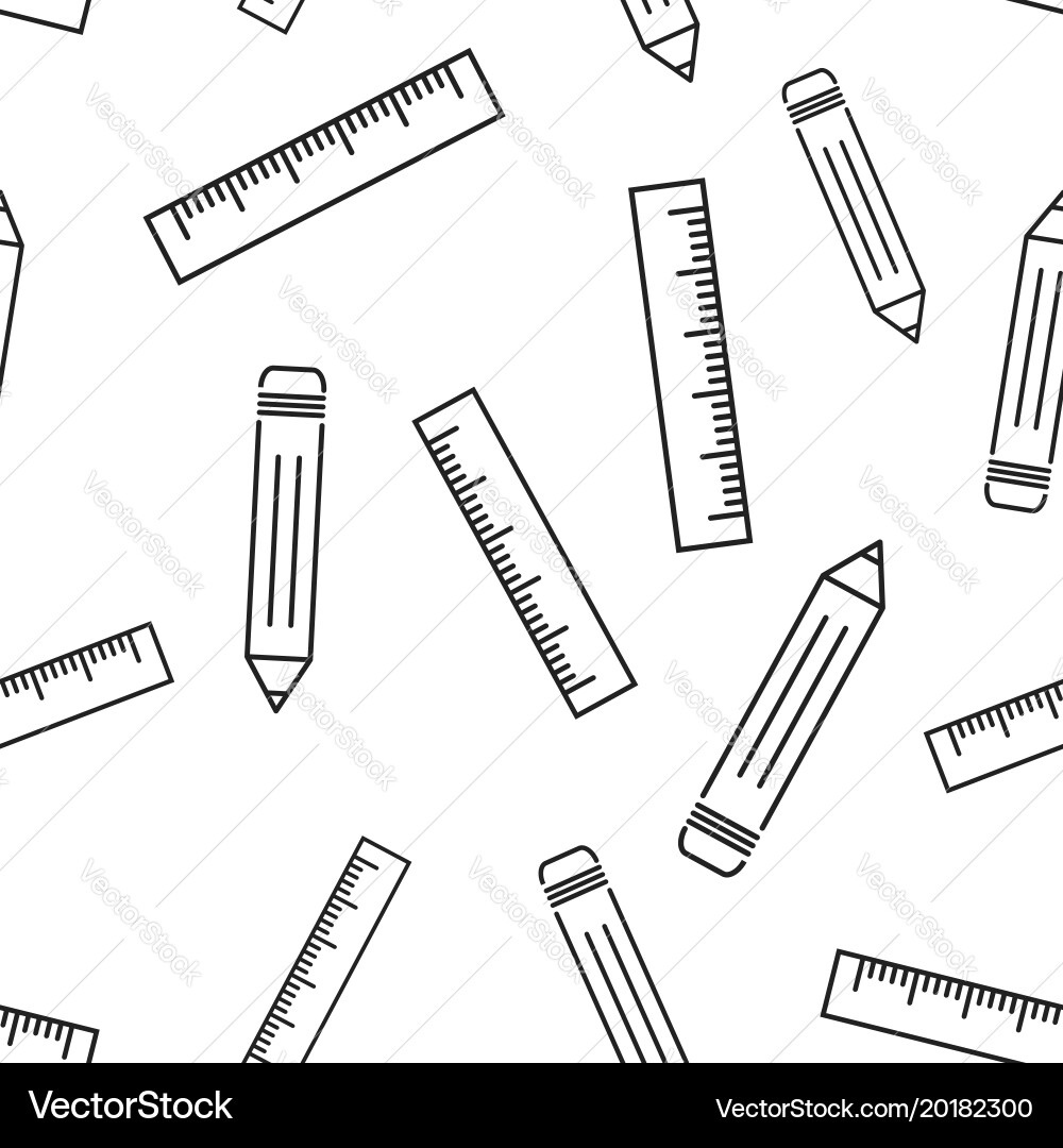 Pencil with rule seamless pattern background vector image