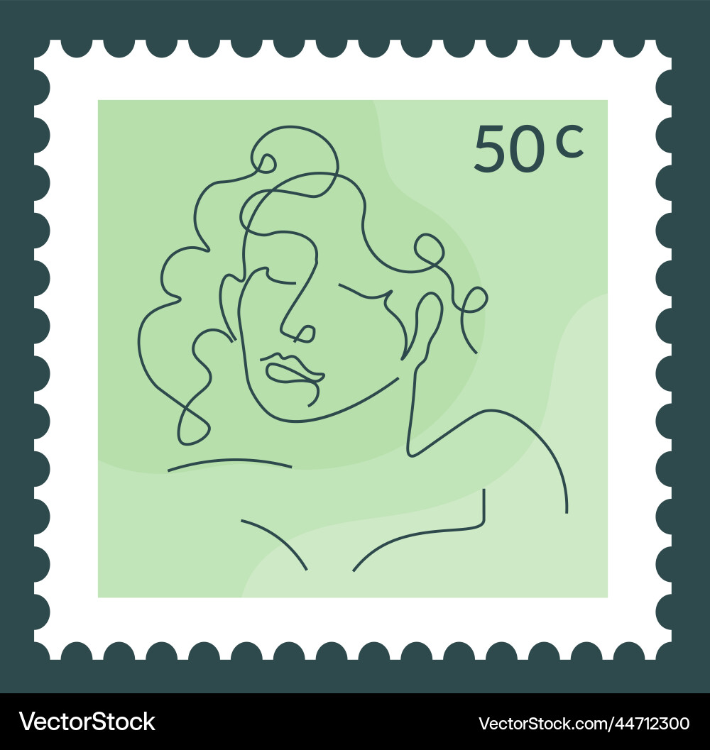 Portrait of woman postmark or card with price Portrait of woman postmark or card with price vector image
