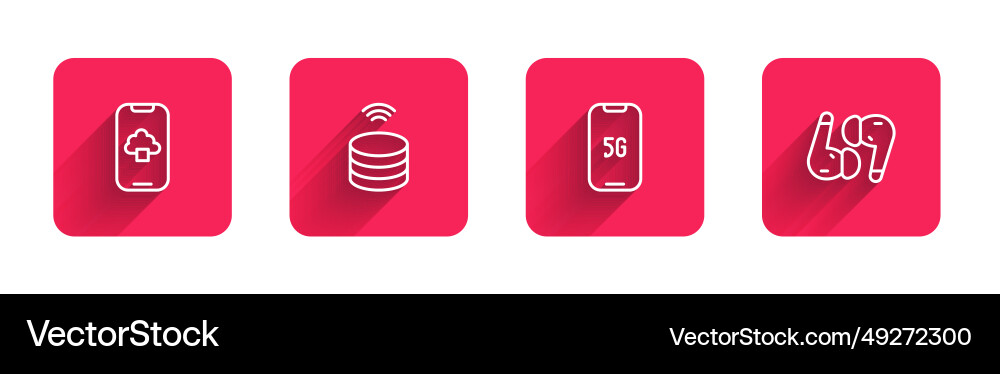 Set line cloud technology data smart server vector image