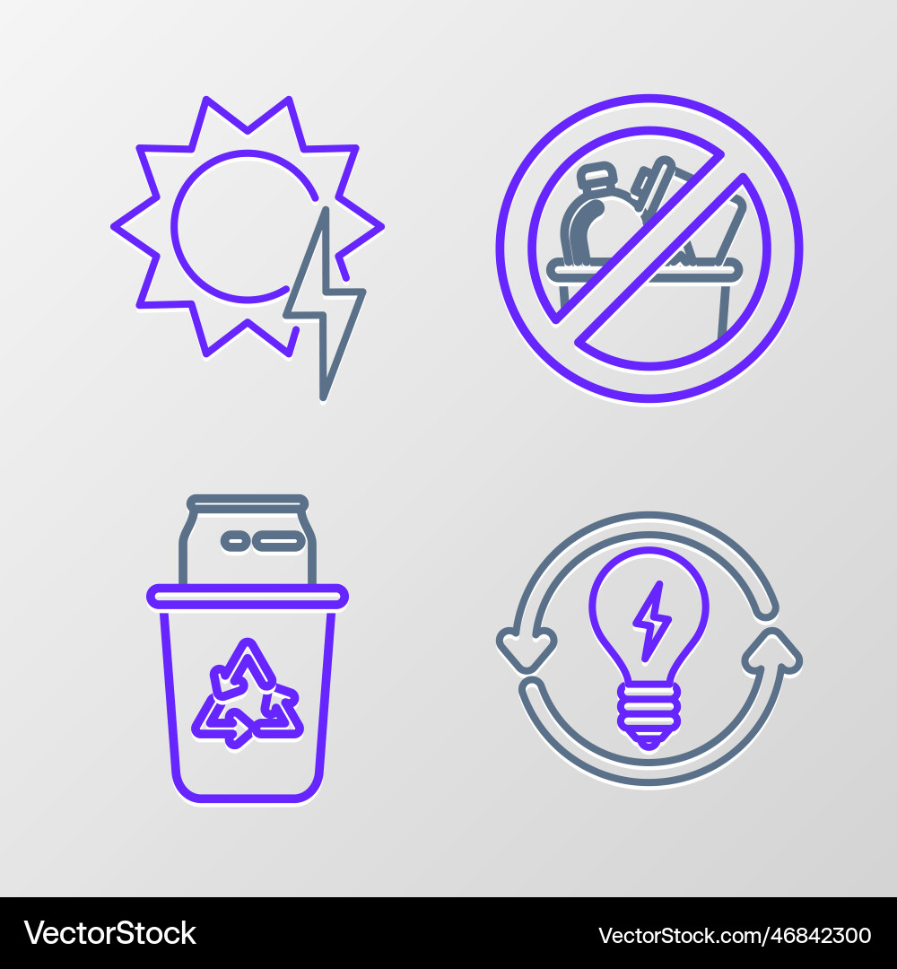 Set line recycle and light bulb with lightning Vector Image