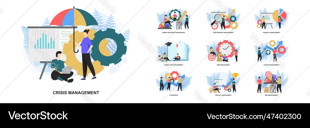 Set of web page design templates for management Set of web page design templates for management vector image