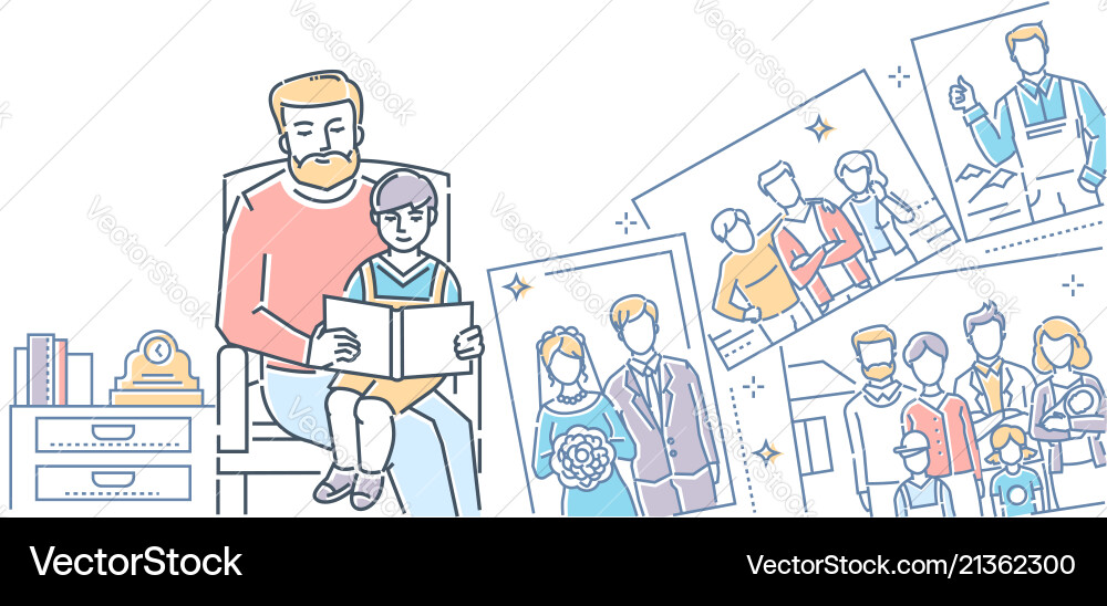 Sweet memory - colorful line design style Sweet memory - colorful line design style vector image