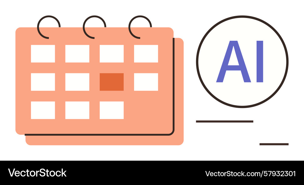 Calendar with marked date and ai concept Vector Image