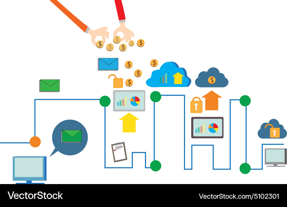 Cloud computing security concept technology update Vector Image