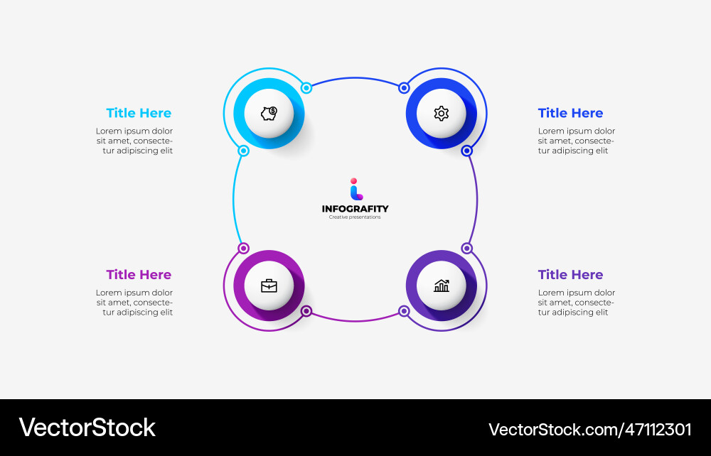Diagram with four circles connected by thin lines Diagram with four circles connected by thin lines vector image
