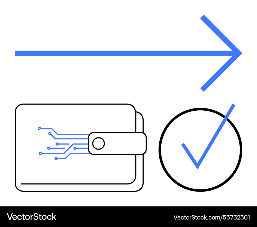 Digital wallet confirmation with forward movement Digital wallet confirmation with forward movement vector image