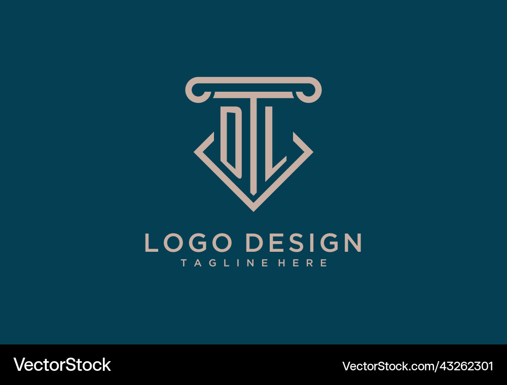 Dl initial with pillar icon design clean vector image