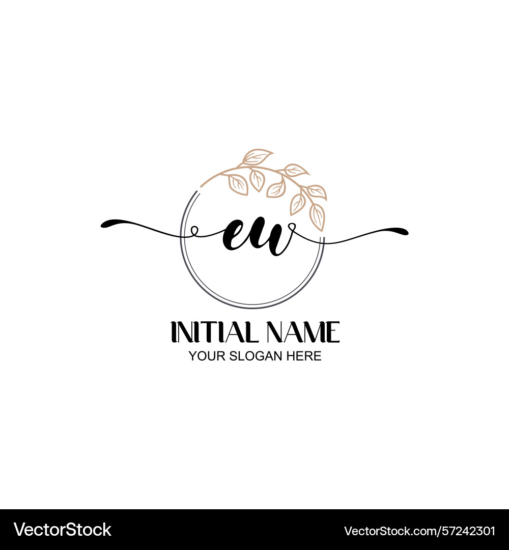 Elegant eu initial logo design with botanical Vector Image