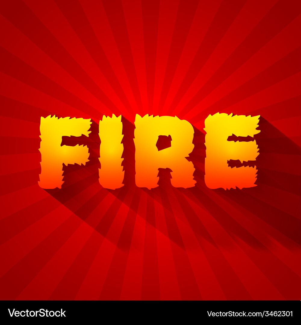 Fire text on a red background concept design vector image