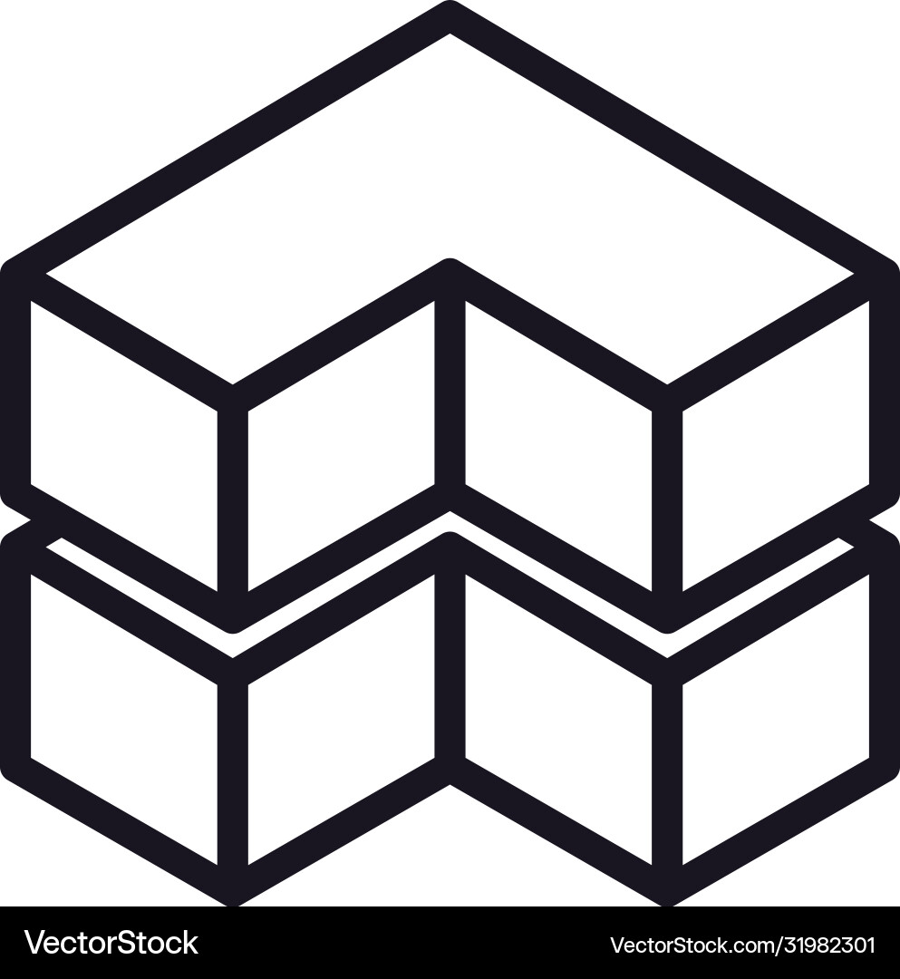 Geometric and abstract 3d cube line style icon vector image