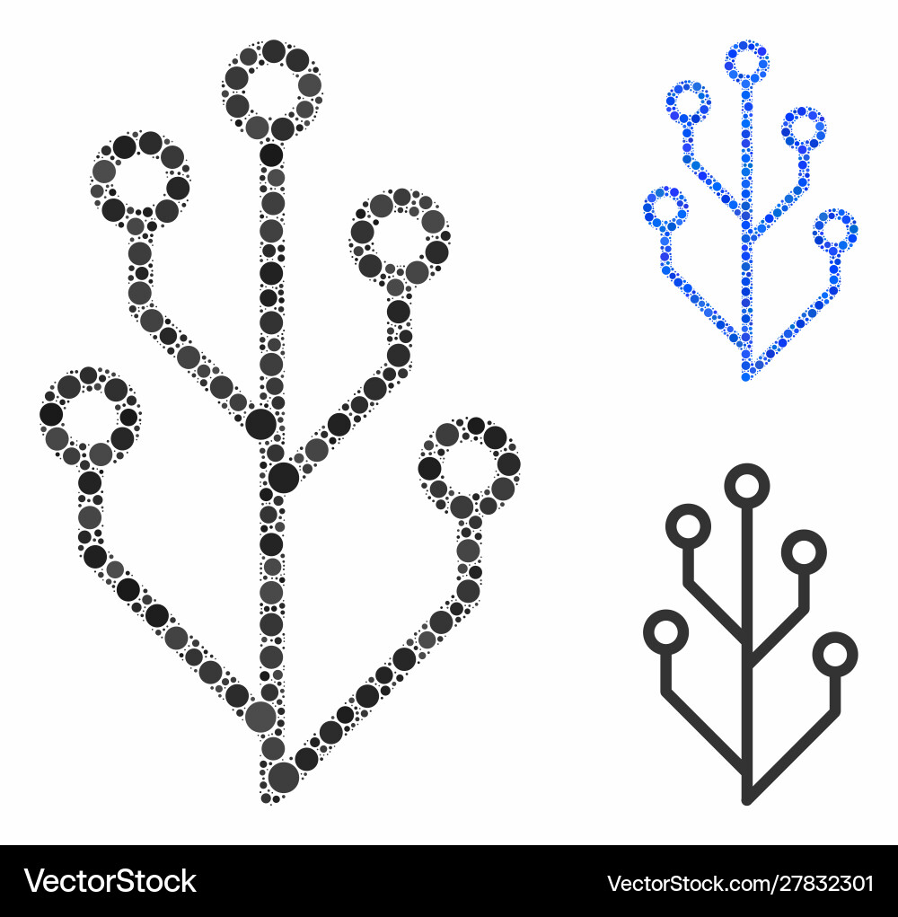 Hi-tech tree mosaic icon round dots Hi-tech tree mosaic icon round dots vector image