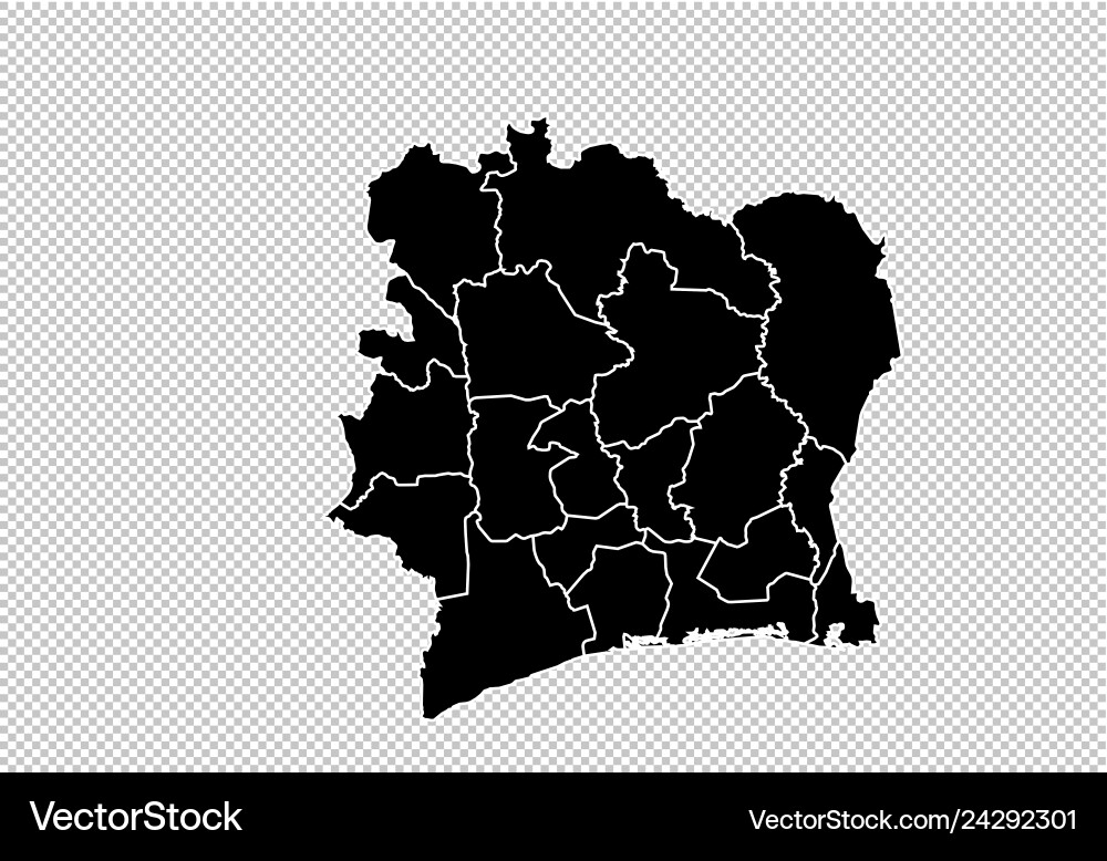 Ivory coast map - high detailed black Ivory coast map - high detailed black vector image