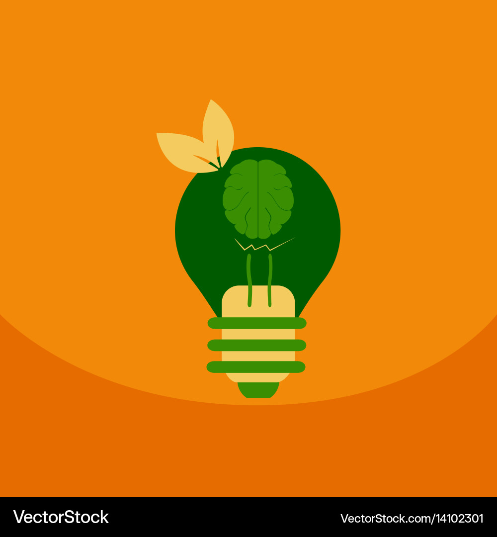 Light save planet on ecology style lamp with brain vector image