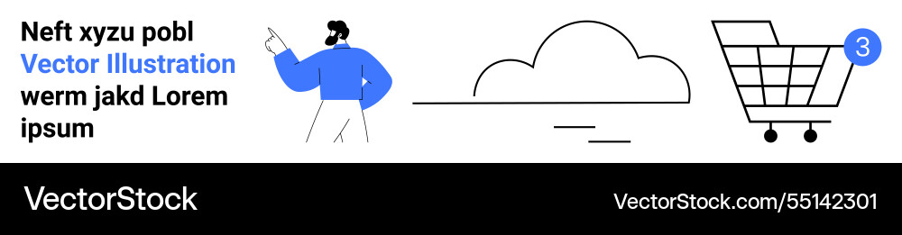 Man pointing cloud and shopping cart Vector Image