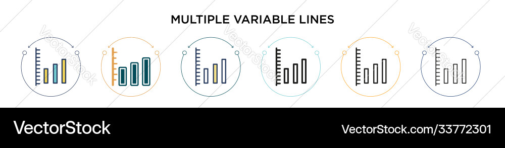 Multiple variable lines icon in filled thin line Vector Image