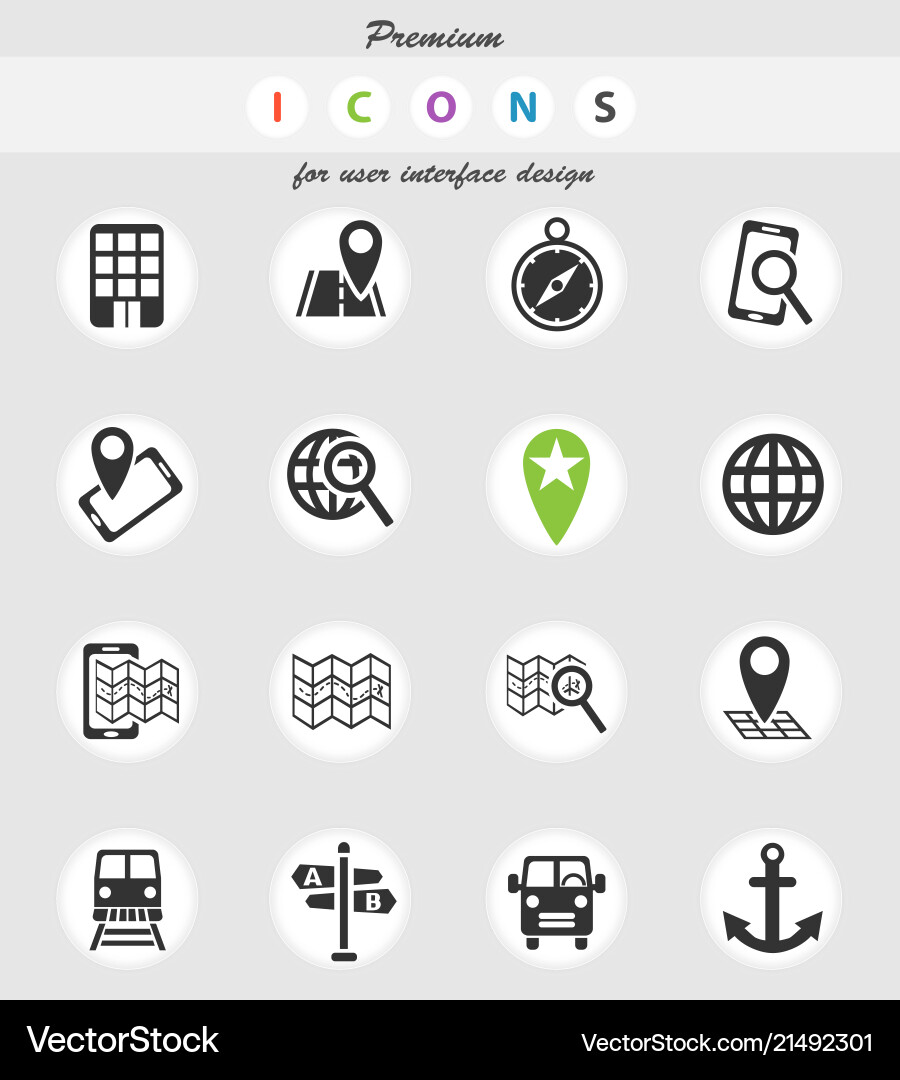 Navigation transport map icons Navigation transport map icons vector image