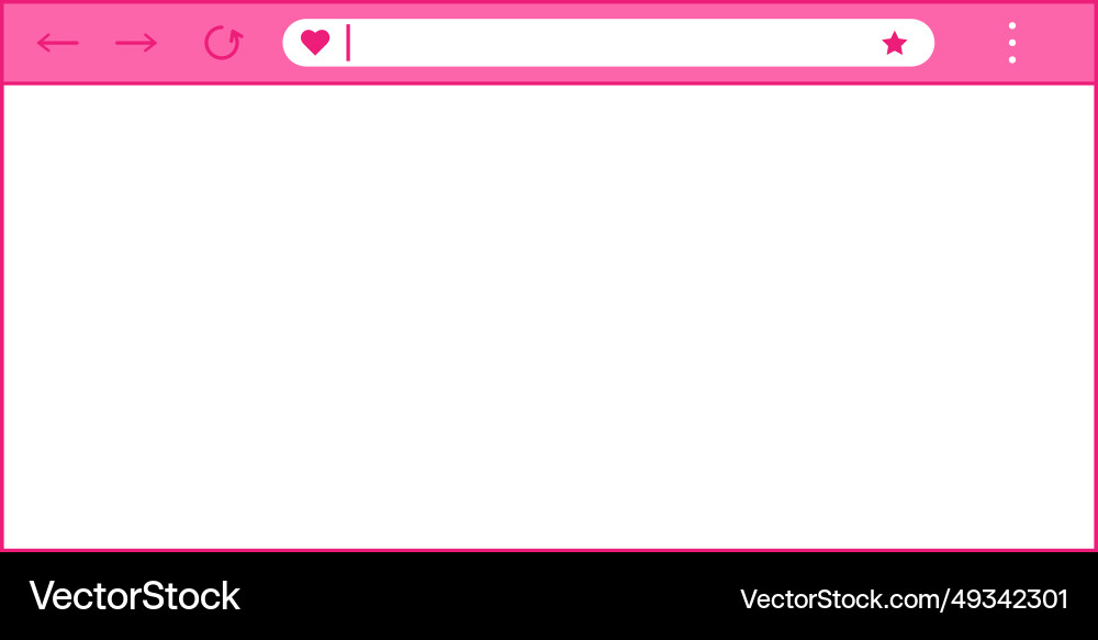 Pink web browser window with heart in flat style vector image