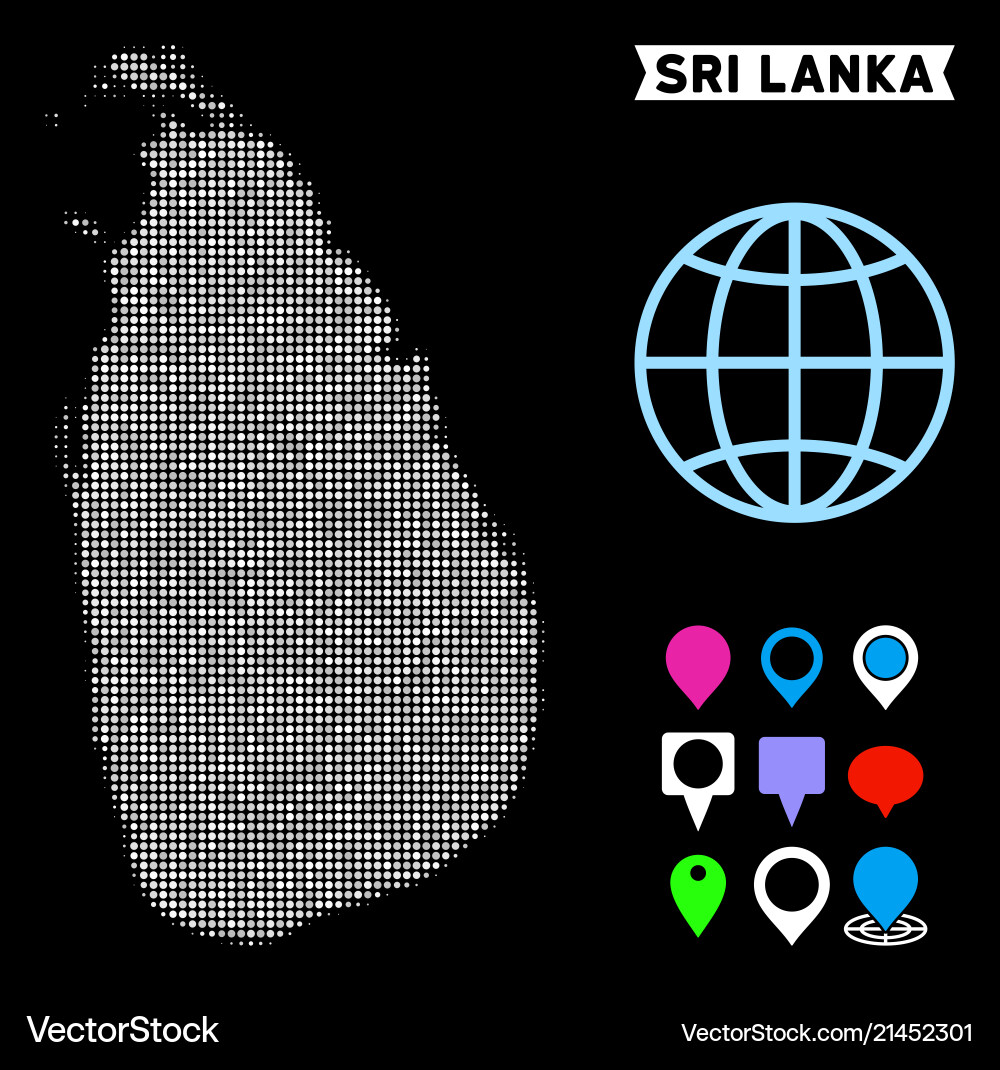 Pixel halftone sri lanka island map Pixel halftone sri lanka island map vector image