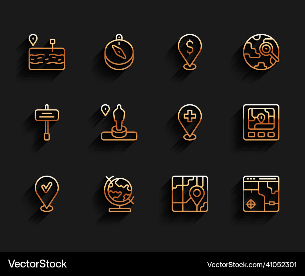 Set line location with check mark earth globe Set line location with check mark earth globe vector image
