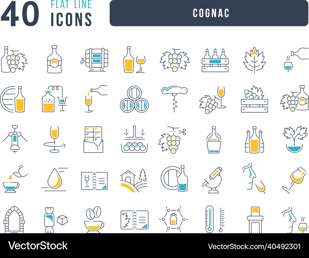 Set of linear icons cognac Set of linear icons cognac vector image