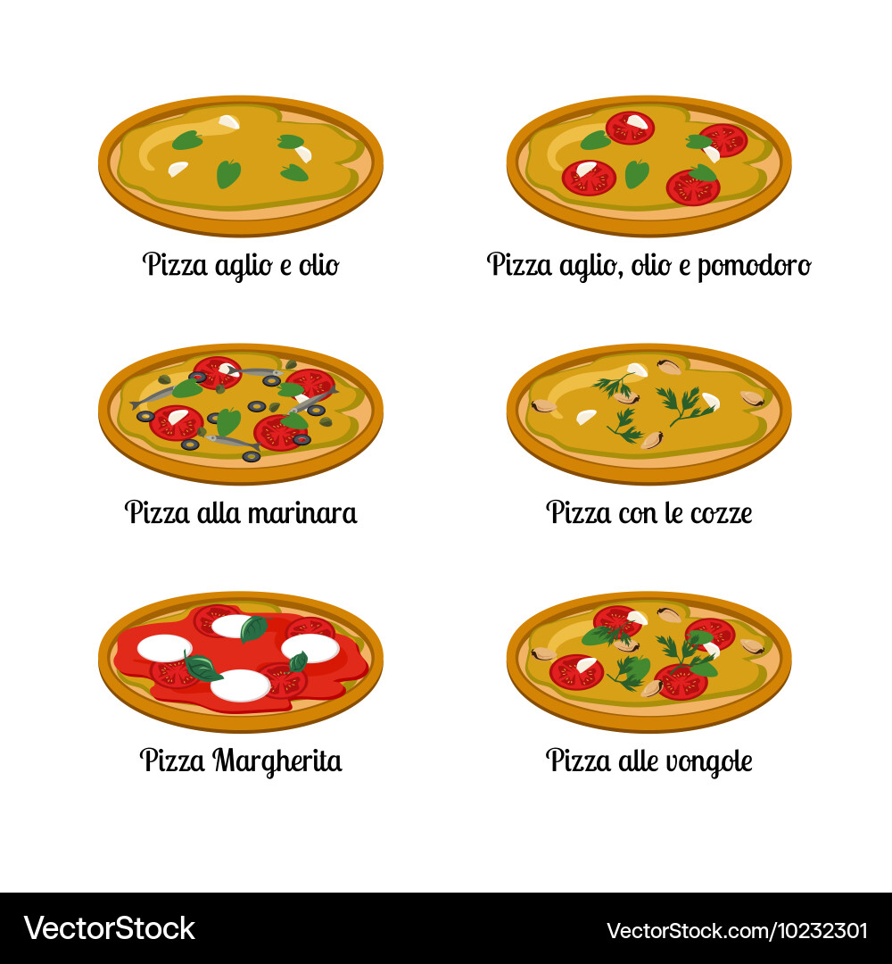 Set of sort pizza with different ingredients Vector Image