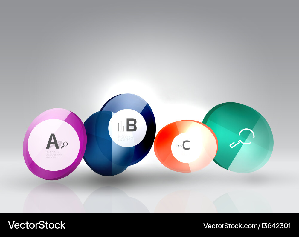 Shiny circles with text in 3d space Shiny circles with text in 3d space Vector Image