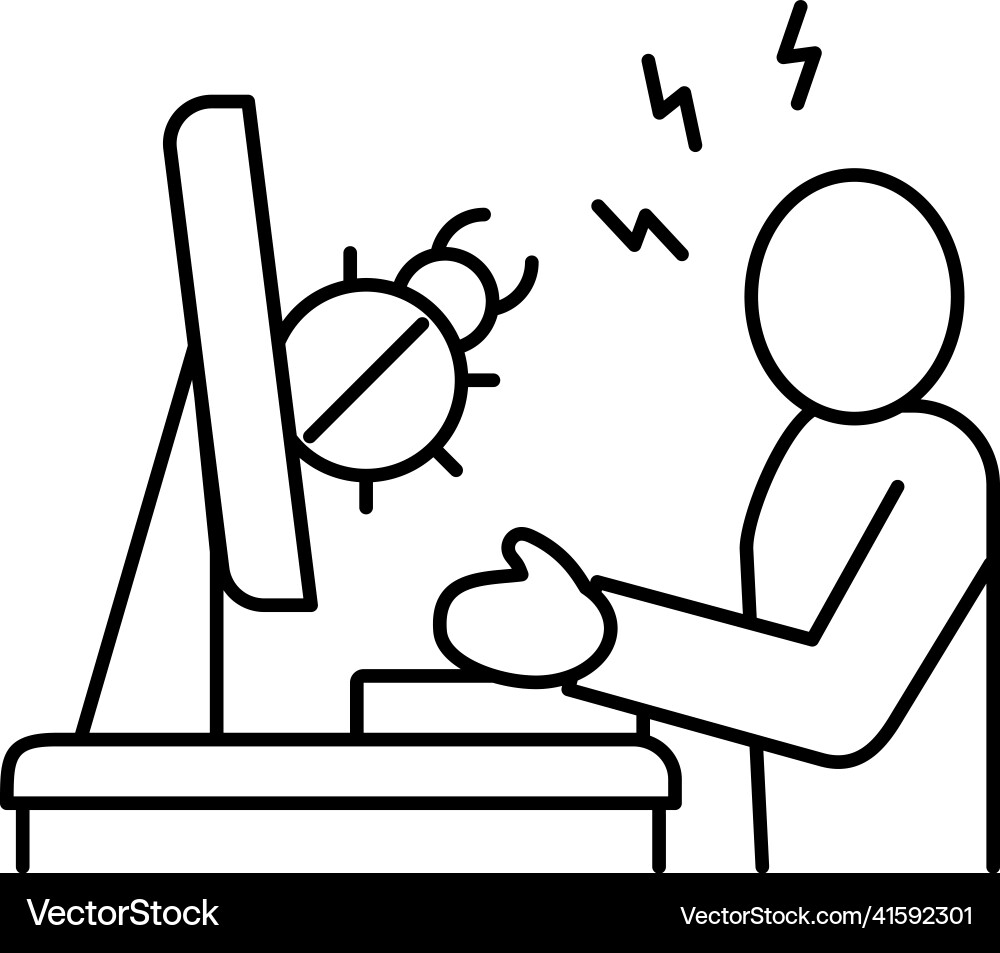 Sysadmin fixing debug line icon Sysadmin fixing debug line icon vector image