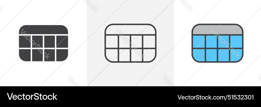 Tabelle Layout Symbol gesetzt Web Excel-Datensymbol Tabelle Layout Symbol gesetzt Web Excel-Datensymbol vektorbild
