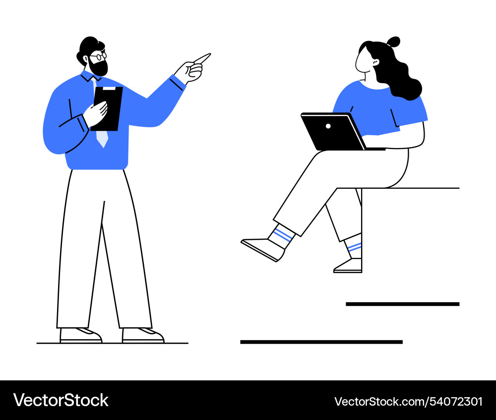 Team collaboration with a supervisor instructing Vector Image