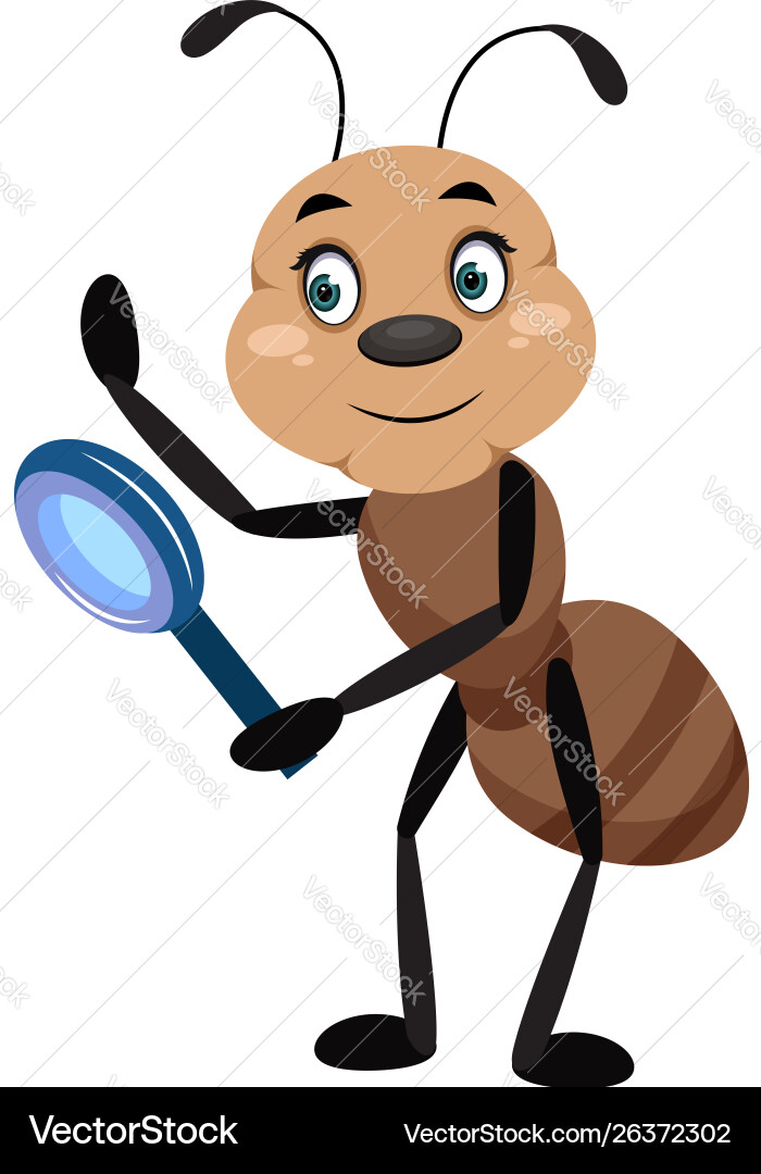 Ant with magnifying tool on white background vector image