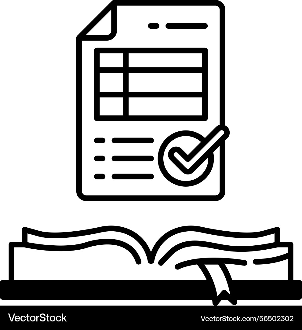 Check mark is on a piece of paper with list Vector Image
