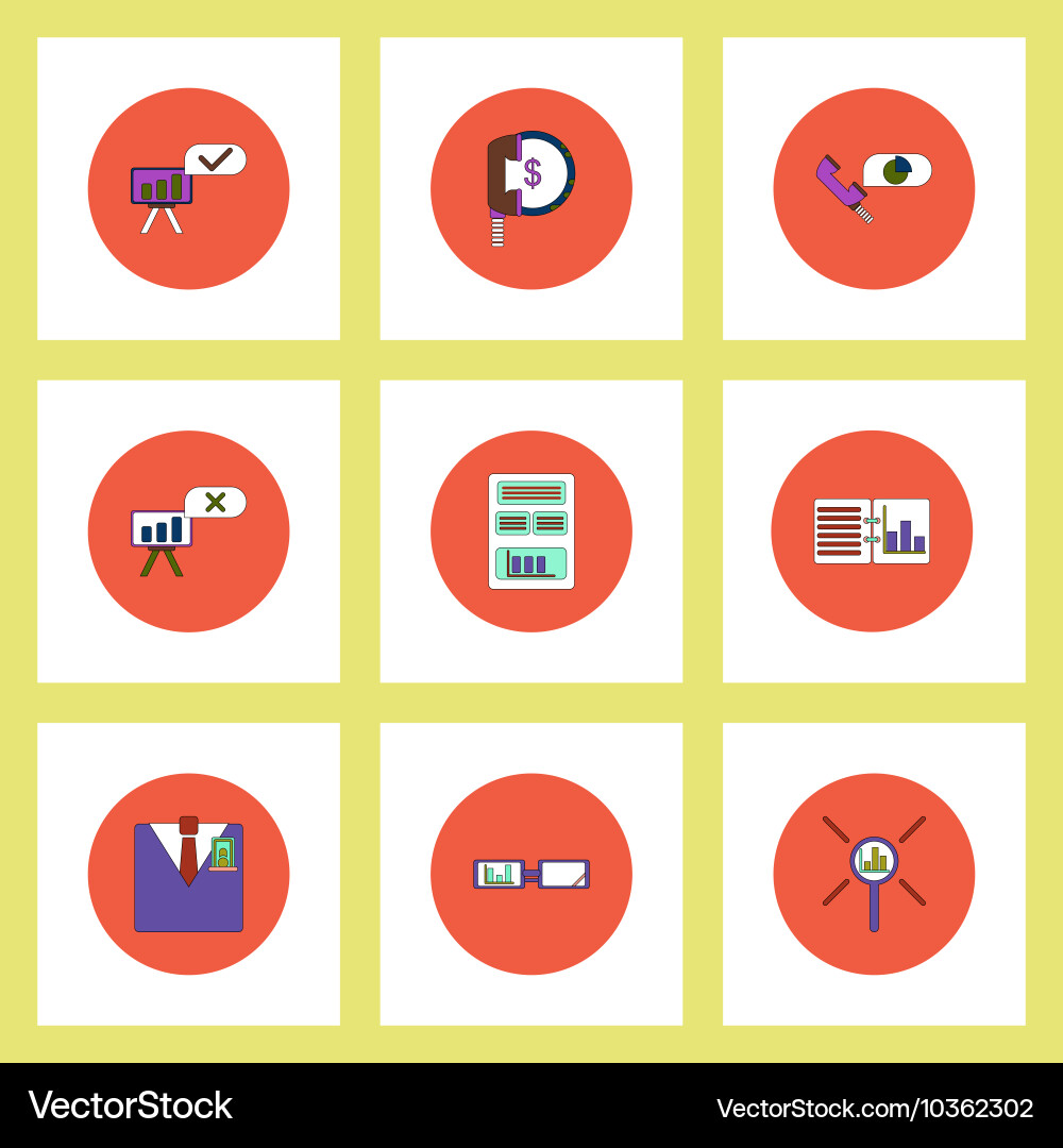 Collection of icons in flat style business vector image