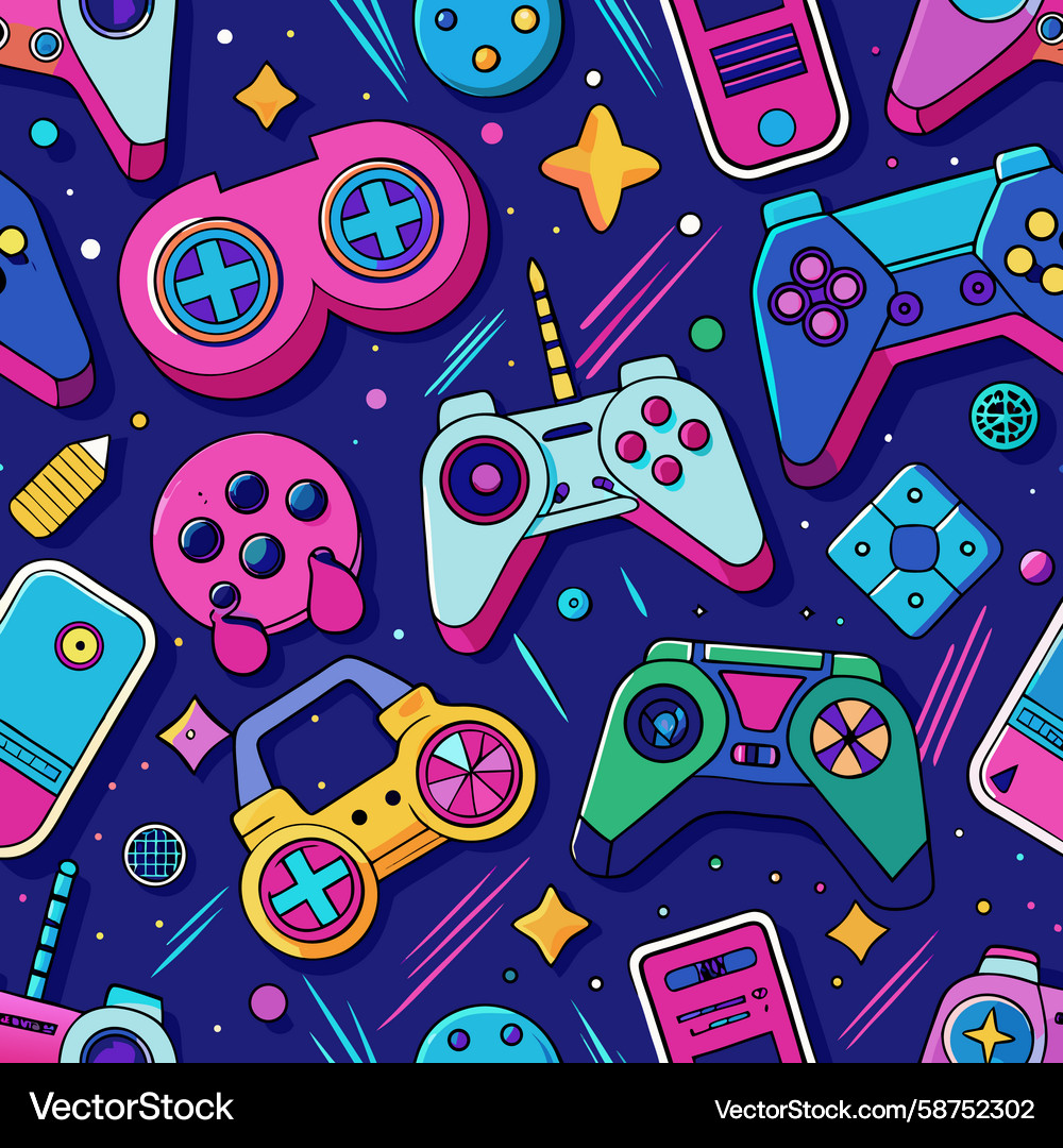 Colorful Game Devices Pattern Vector Image