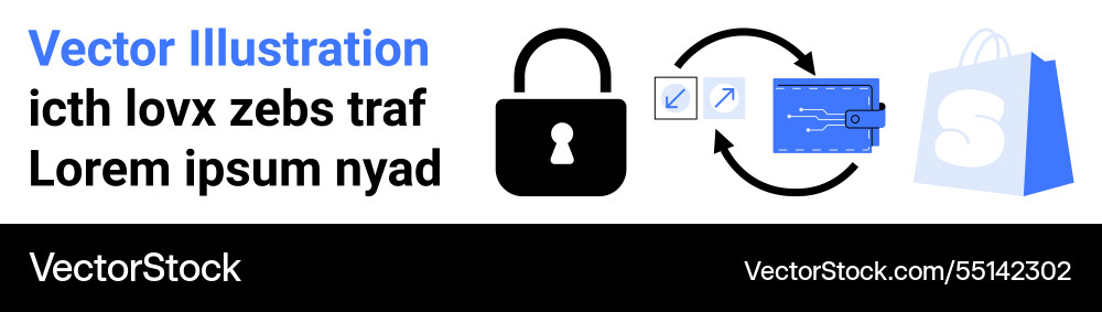 Data security and online shopping with lock Data security and online shopping with lock vector image