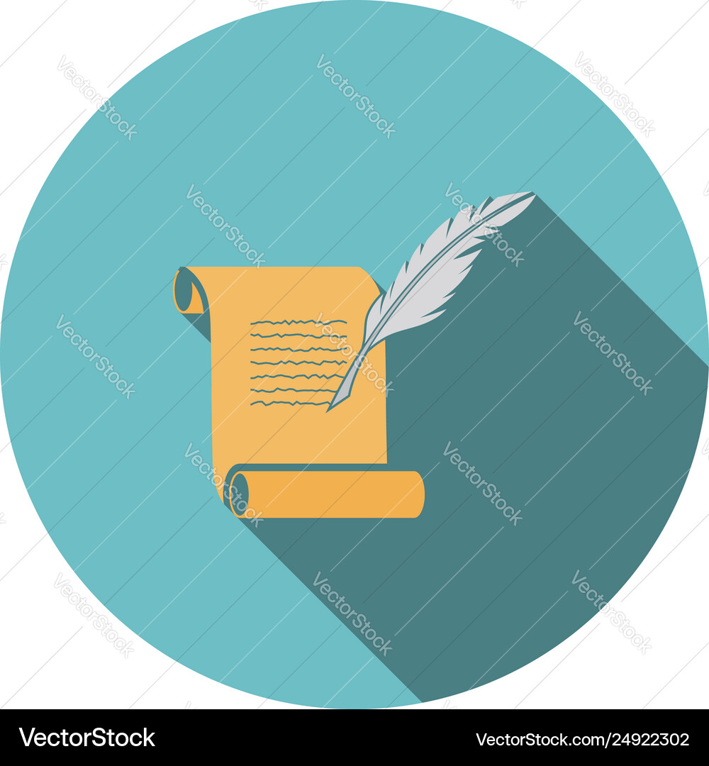 Feather and scroll icon Feather and scroll icon vector image
