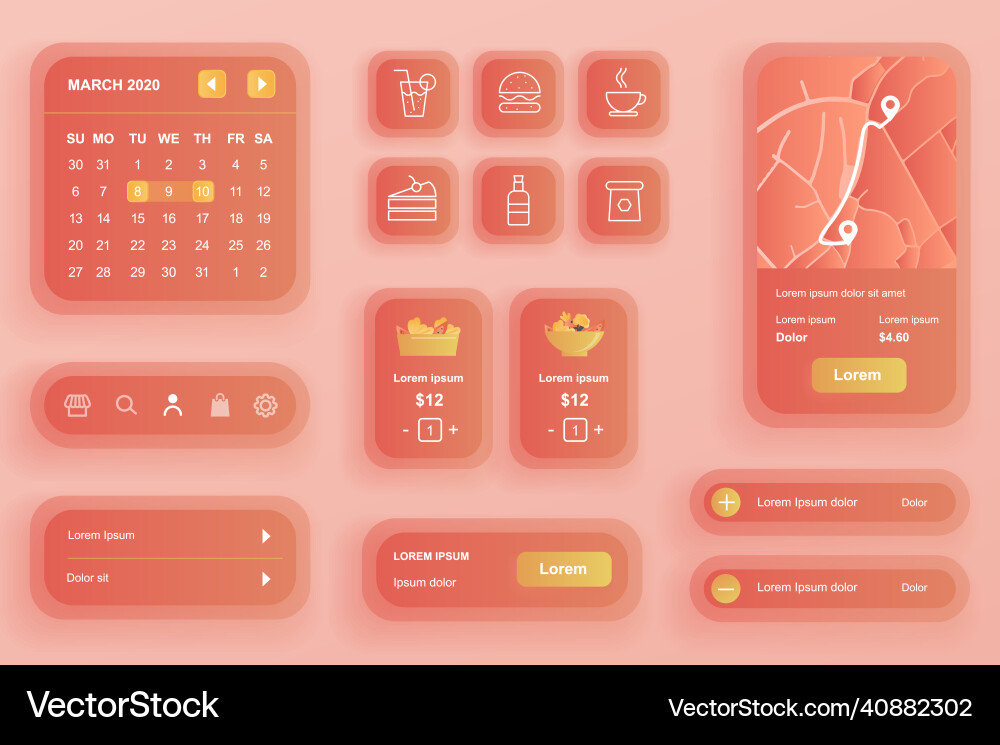 Food Delivery App UI Elements vector image