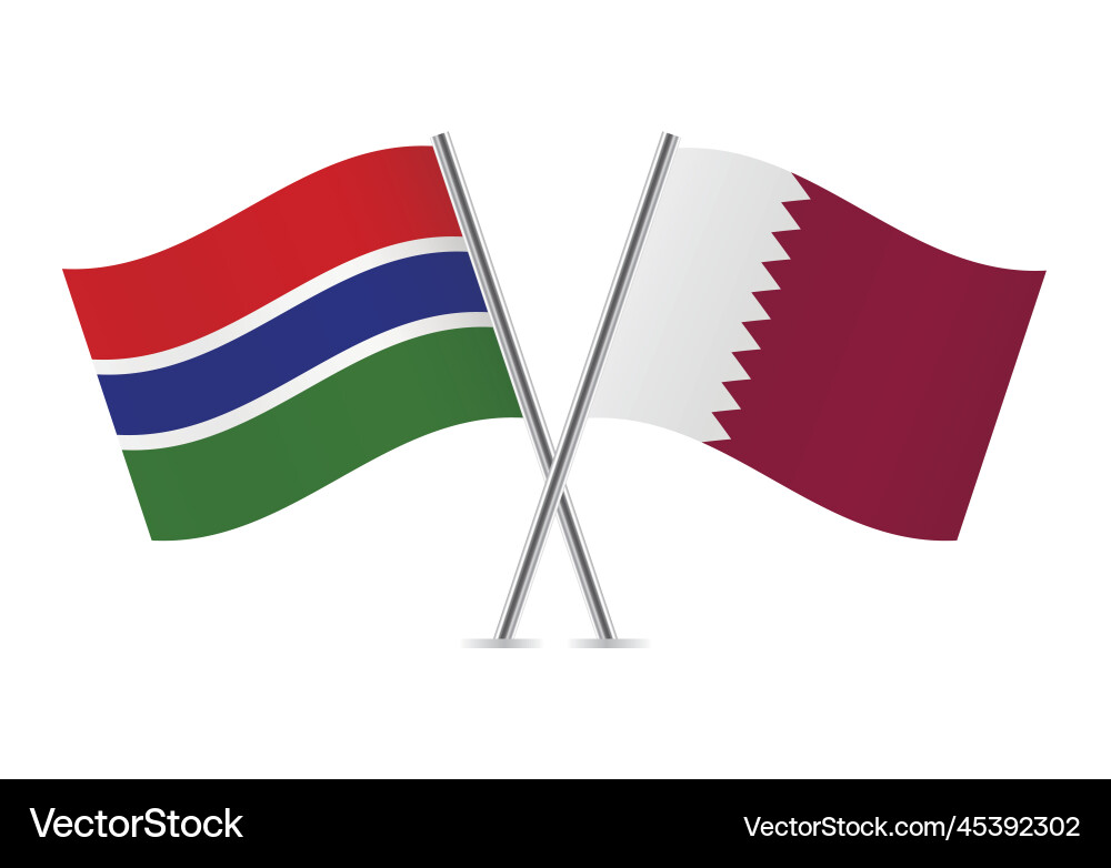 Gambia and qatar crossed flags Gambia and qatar crossed flags vector image