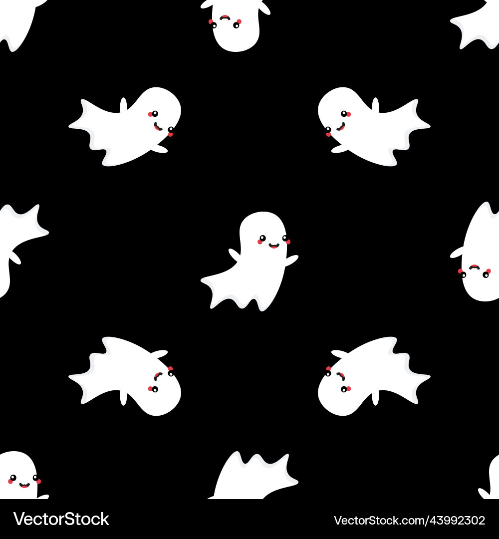 Ghost characters pattern background for halloween vector image