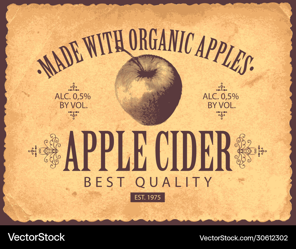 Label for apple cider in retro style Label for apple cider in retro style vector image