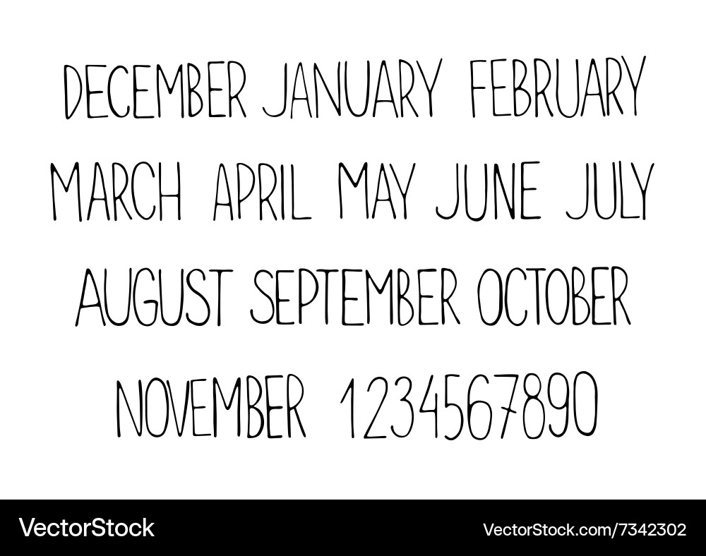 Month names and numbers vector image