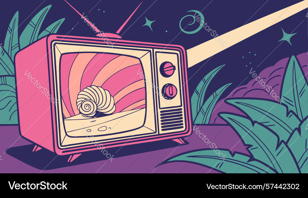Retro tv with snail in screen design generative vector image