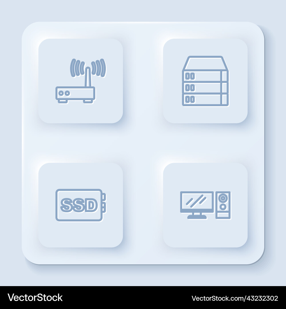 Set line router and wi-fi signal server data Set line router and wi-fi signal server data vector image