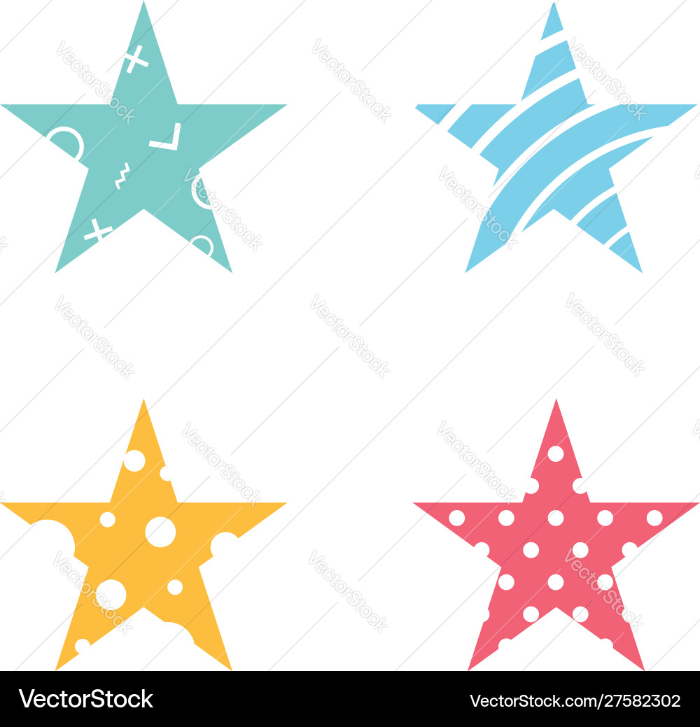 Star shapes with patterns inside - stripes circles vector image
